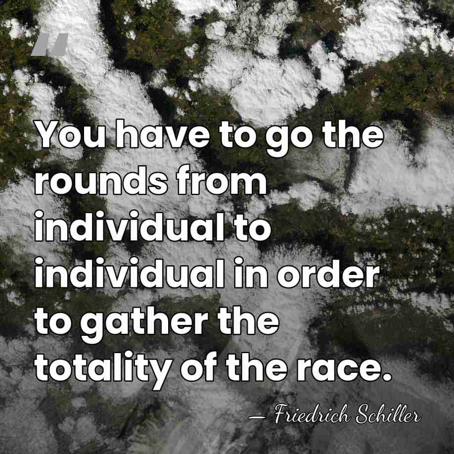 You have to go the rounds from individual to individual in order&hellip; - Friedrich Schiller