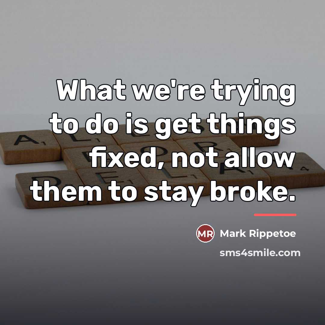 “What we're trying to do is get things fixed, not…” quote by Mark Rippetoe