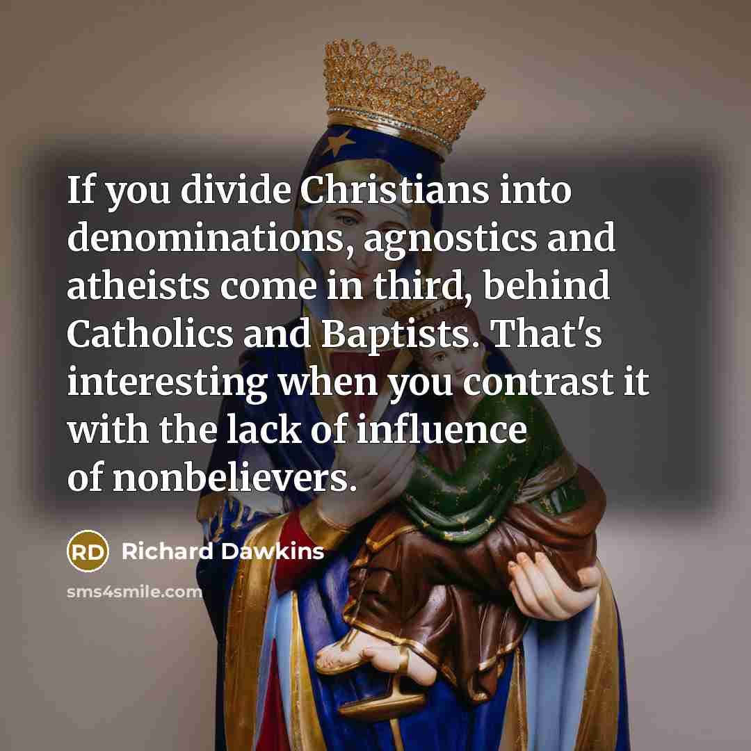“If you divide Christians into denominations, agnostics and atheists come…” quote by Richard Dawkins