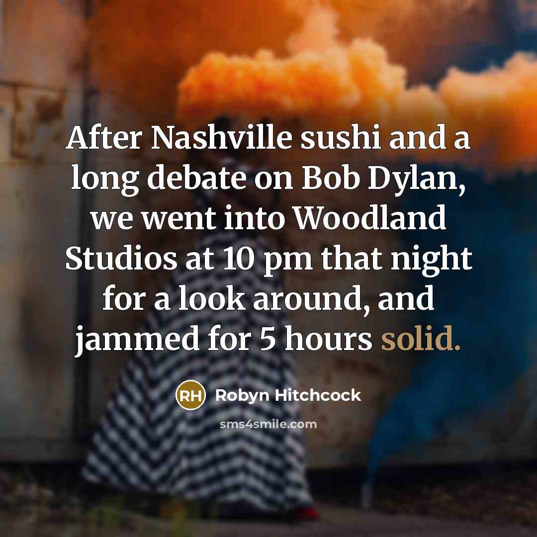 “After Nashville sushi and a long debate on Bob Dylan,…” quote by Robyn Hitchcock