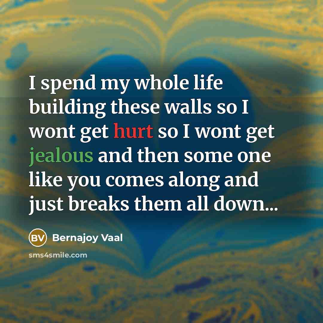 “I spend my whole life building these walls so I…” quote by Bernajoy Vaal