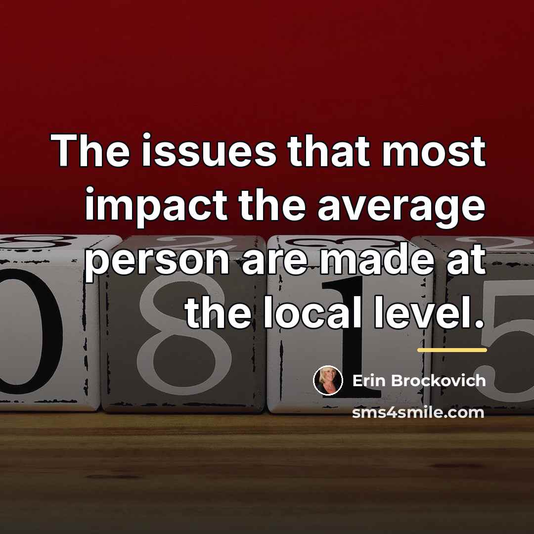 “The issues that most impact the average person are made…” quote by Erin Brockovich