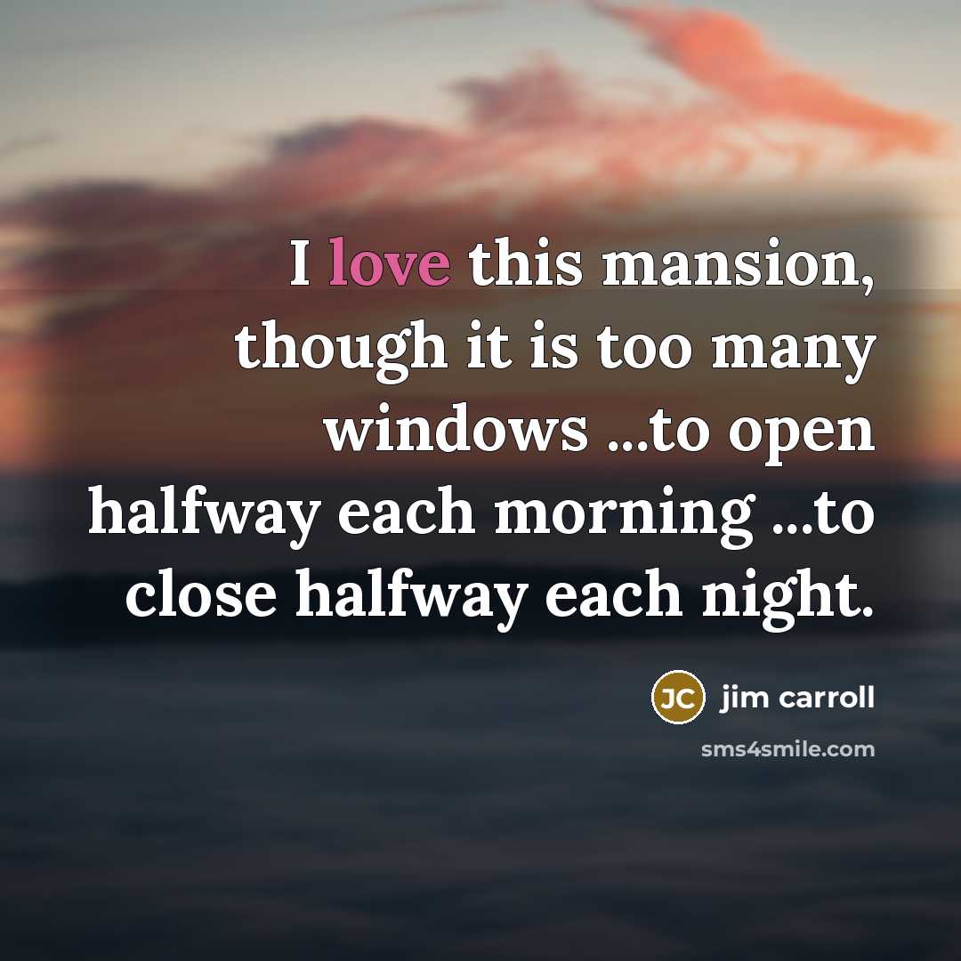 “I love this mansion, though it is too many windows…” quote by Jim Carroll