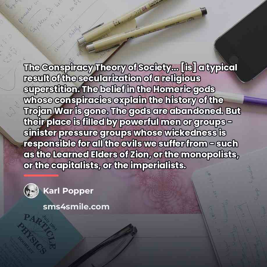 “The Conspiracy Theory of Society... [is] a typical result of…” quote by Karl Popper
