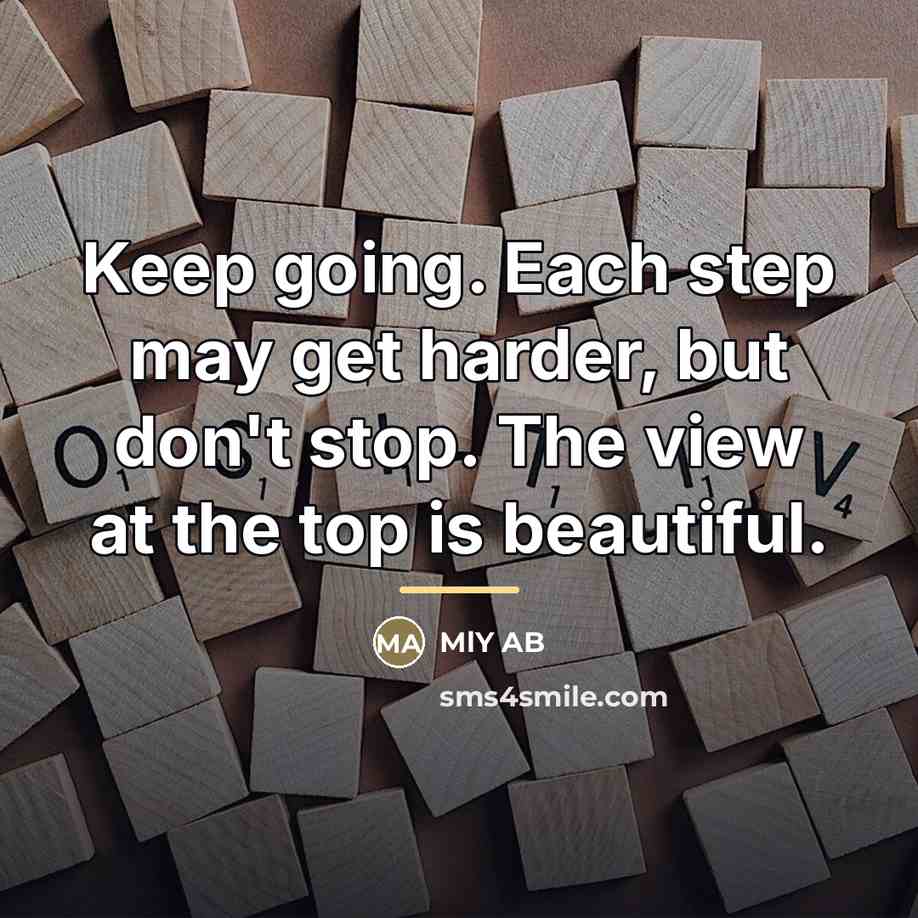 “Keep going. Each step may get harder, but don't stop.…” quote by MlY AB