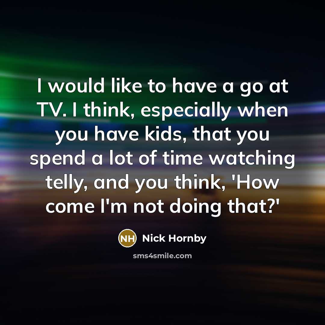 “I would like to have a go at TV. I…” quote by Nick Hornby