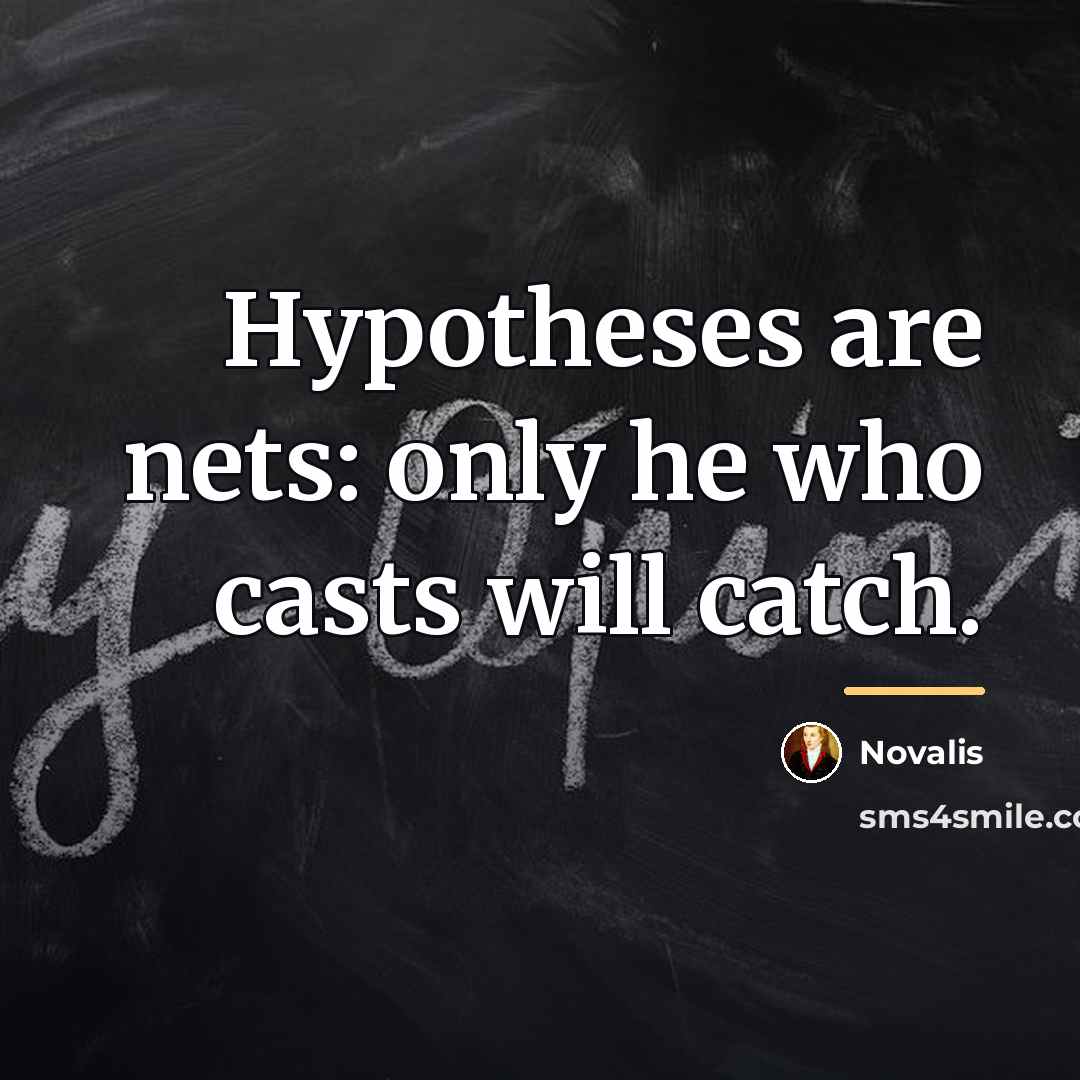 “Hypotheses are nets: only he who casts will catch.…” quote by Novalis