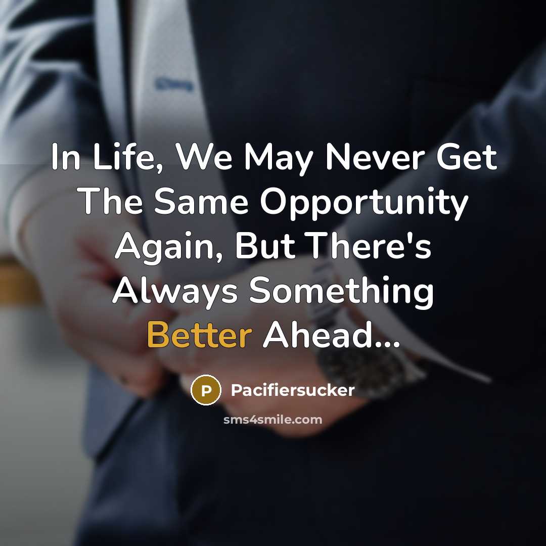 “In Life, We May Never Get The Same Opportunity Again, But There's Always Something Better Ahead...” quote by Pacifiersucker
