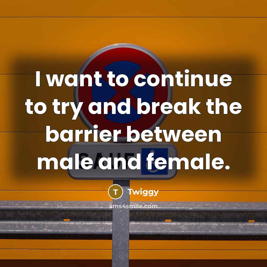 “I want to continue to try and break the barrier…” quote by Twiggy