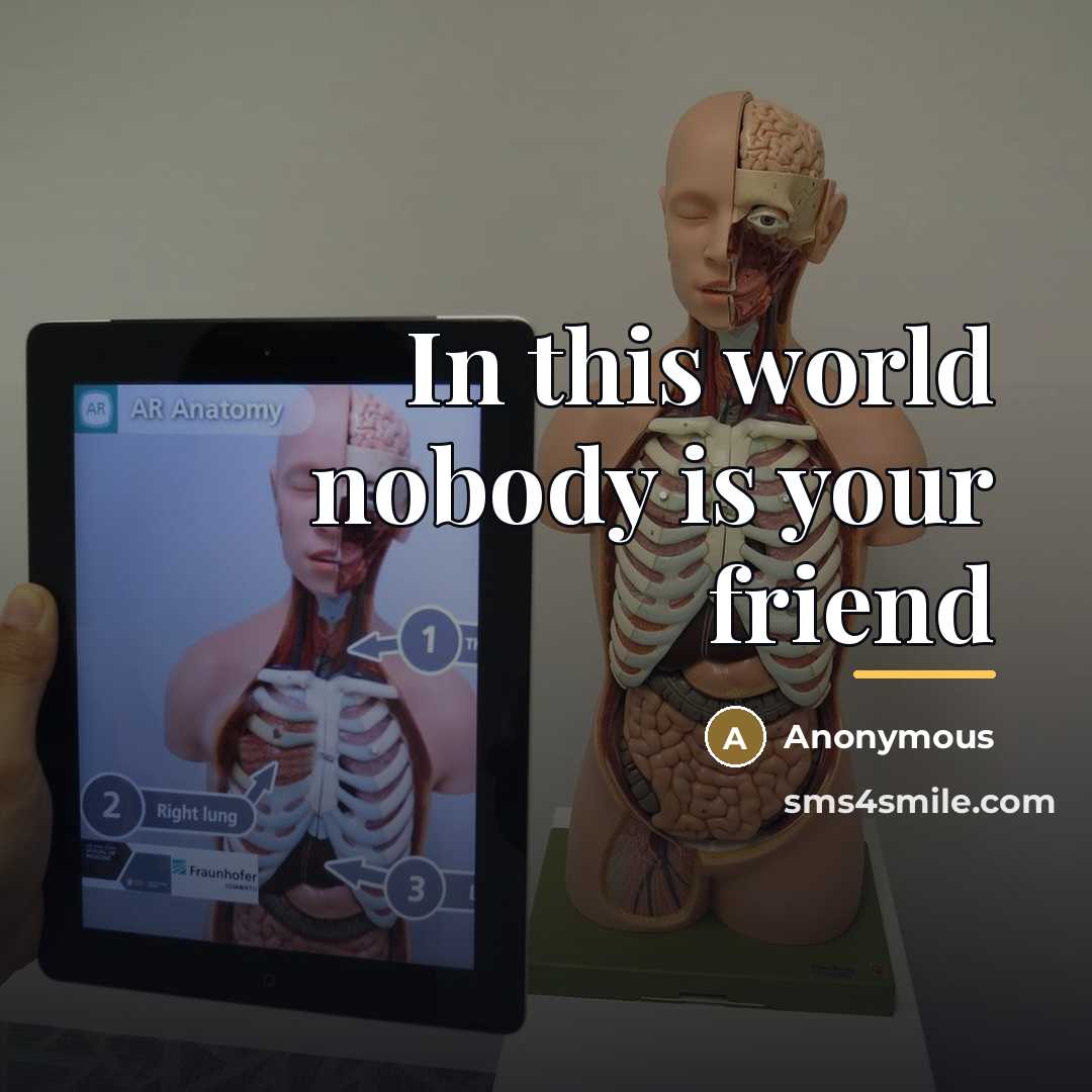 “In this world nobody is your friend…” quote by Anonymous