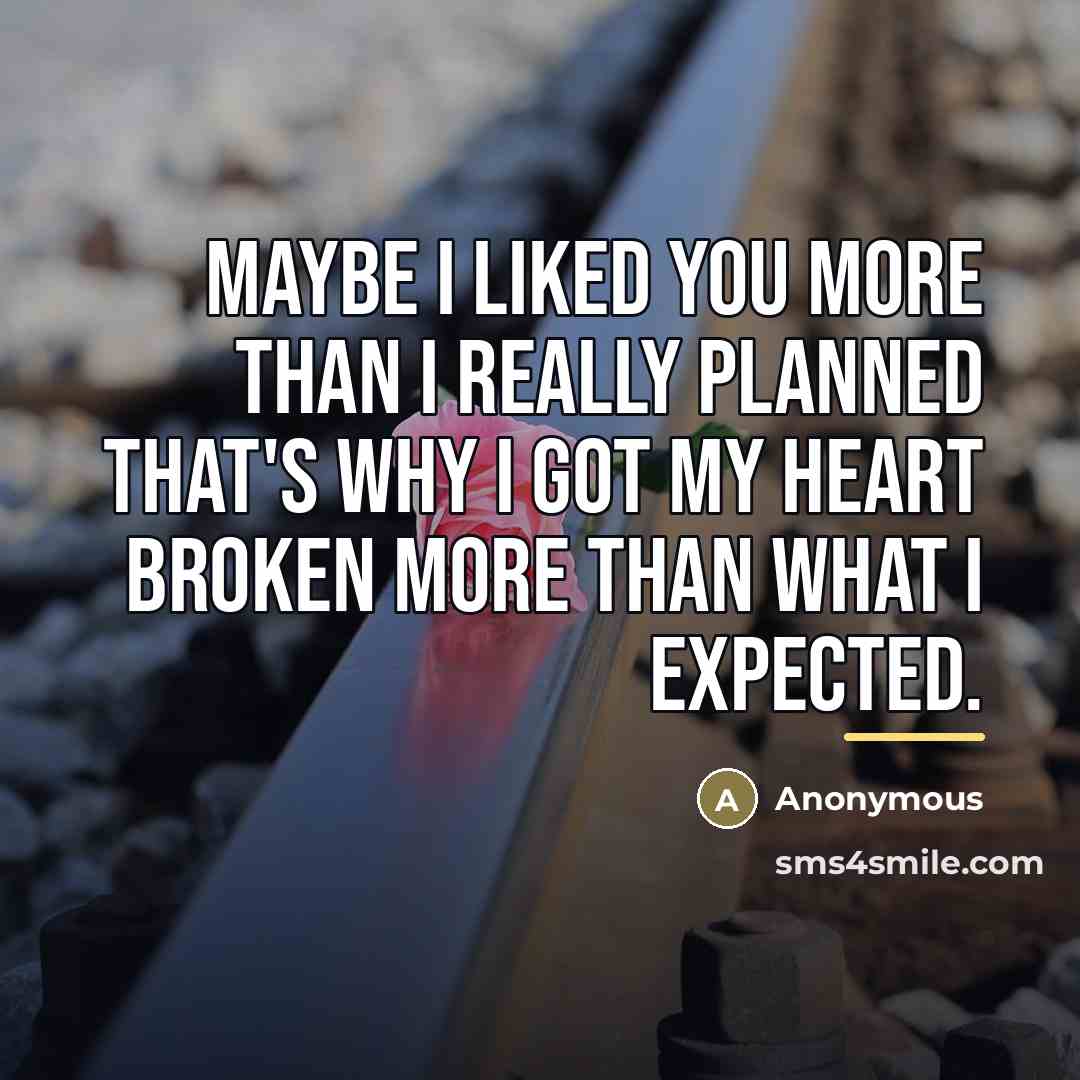 “Maybe I liked you more than I really planned that's…” quote by Anonymous
