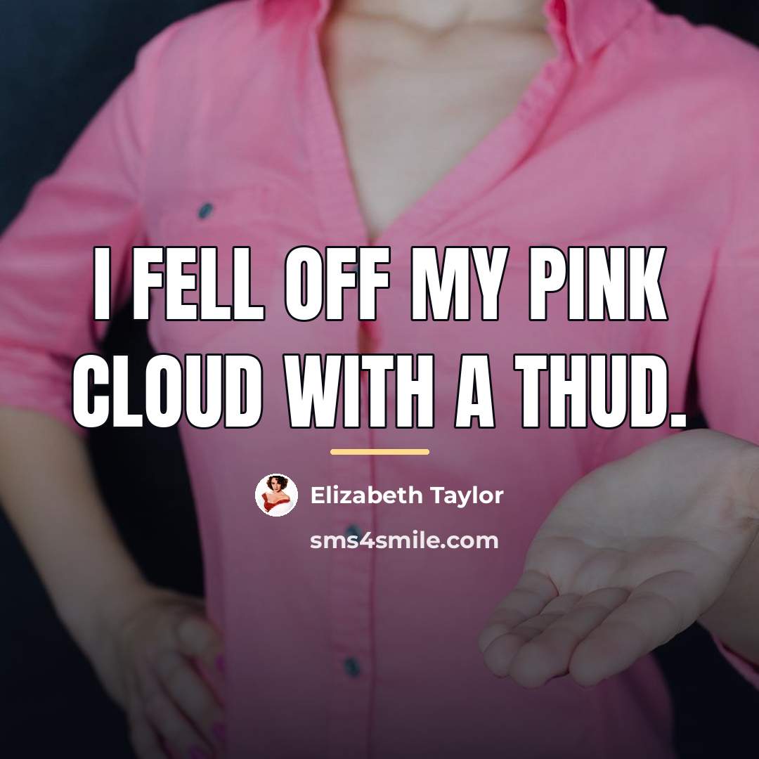 “I fell off my pink cloud with a thud.…” quote by Elizabeth Taylor