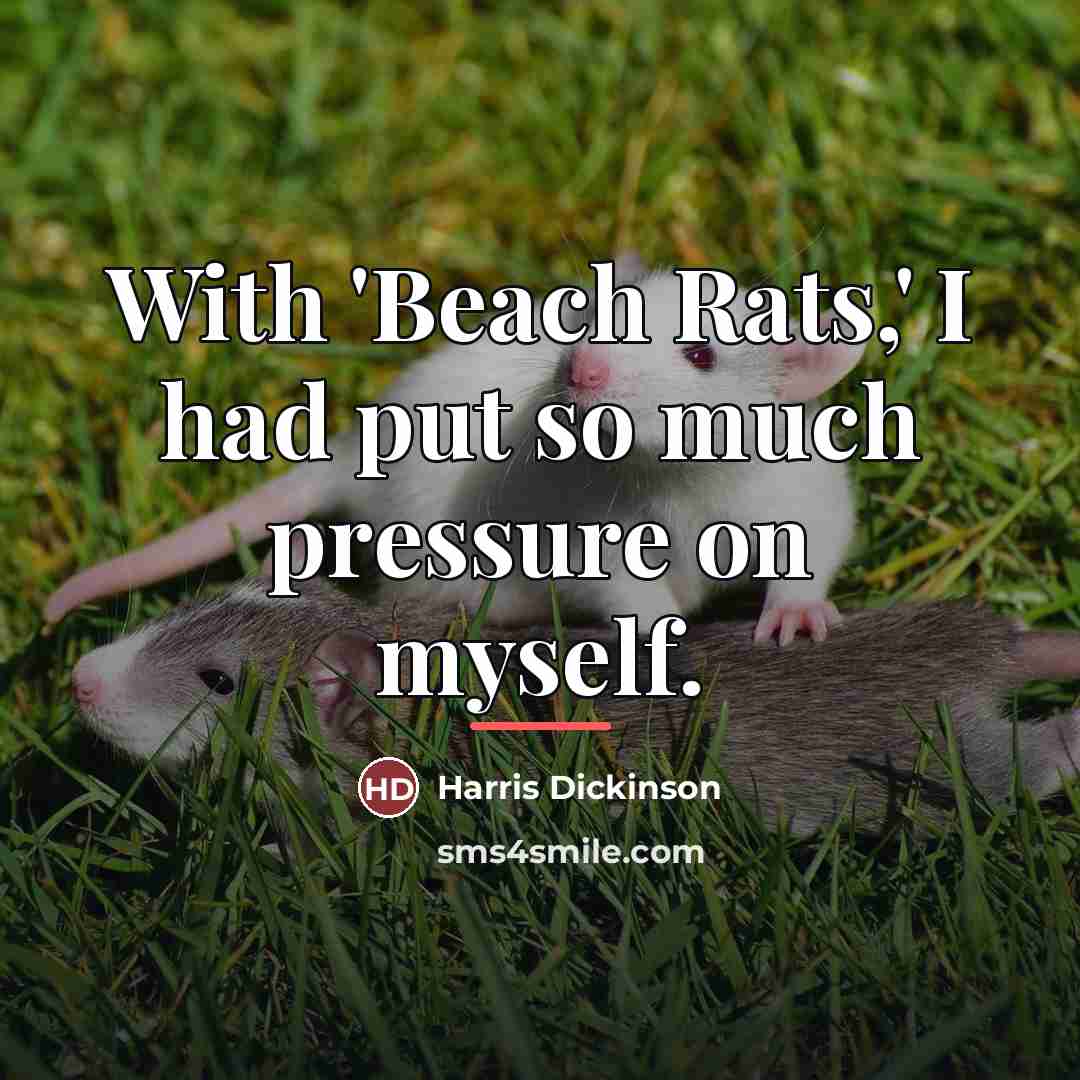 “With 'Beach Rats,' I had put so much pressure on…” quote by Harris Dickinson