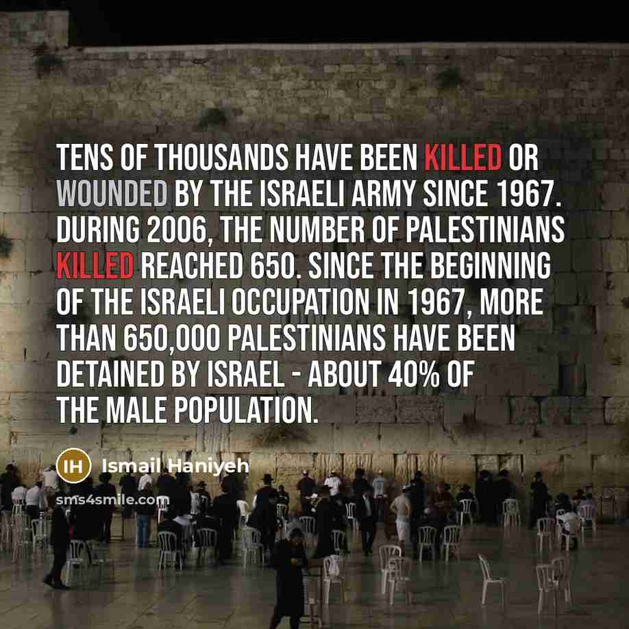 “Tens of thousands have been killed or wounded by the…” quote by Ismail Haniyeh