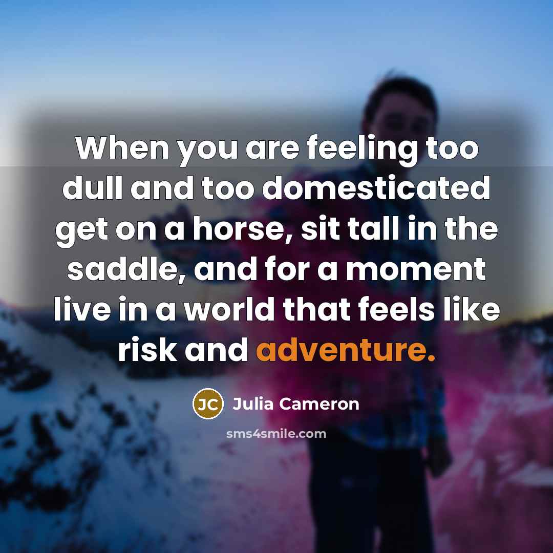 “When you are feeling too dull and too domesticated get…” quote by Julia Cameron