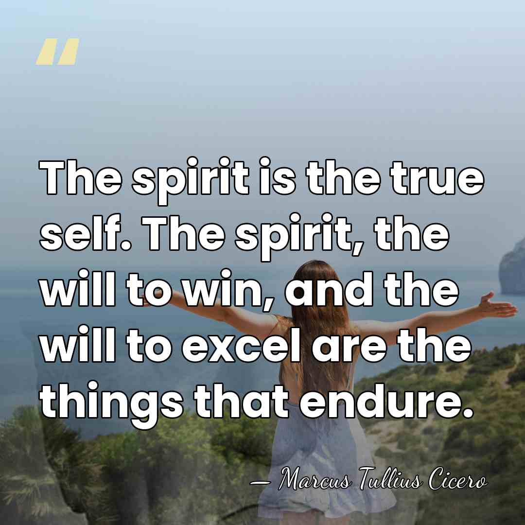 The spirit is the true self. The spirit, the will to win,&hellip; - Marcus Tullius Cicero