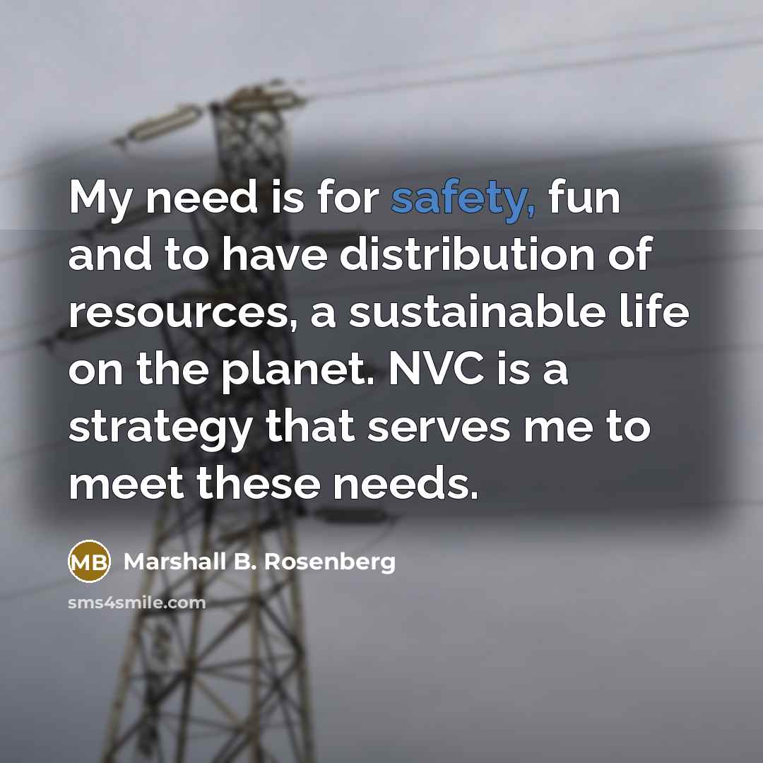 “My need is for safety, fun and to have distribution…” quote by Marshall B. Rosenberg
