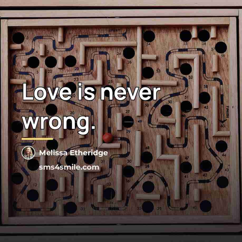 “Love is never wrong.…” quote by Melissa Etheridge