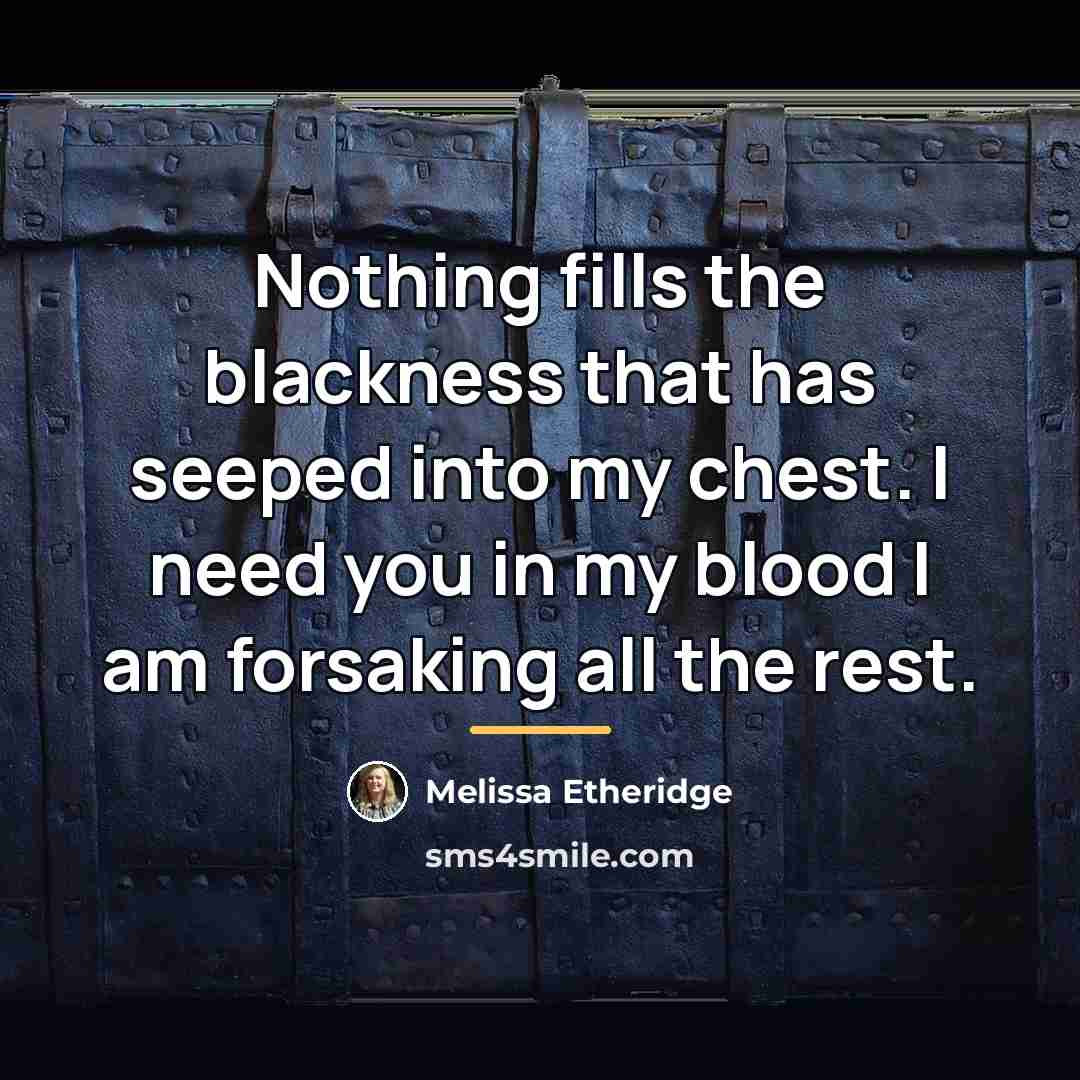 “Nothing fills the blackness that has seeped into my chest.…” quote by Melissa Etheridge