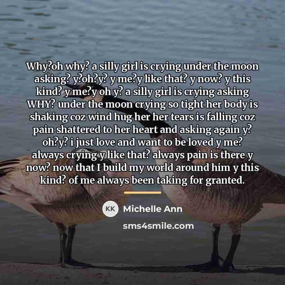 “Why?oh why? a silly girl is crying under the moon…” quote by Michelle Ann