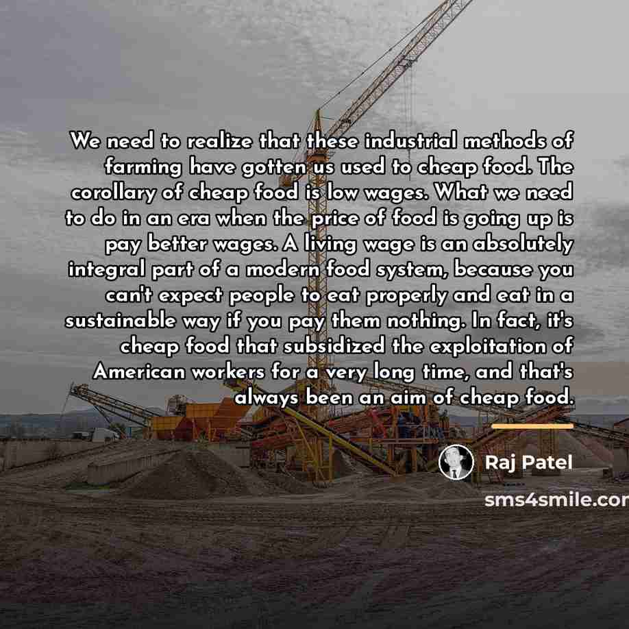 “We need to realize that these industrial methods of farming…” quote by Raj Patel
