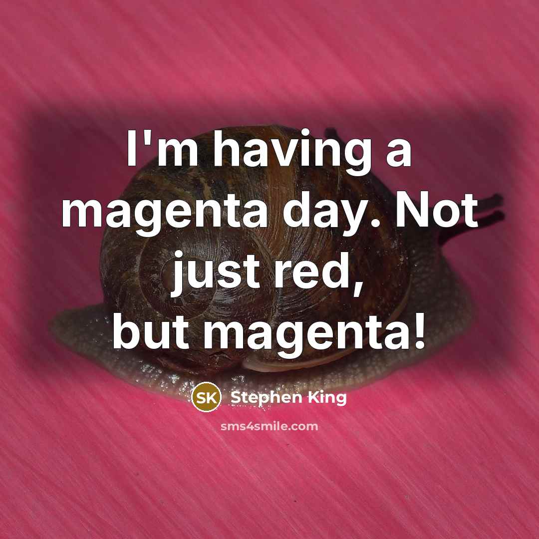 “I'm having a magenta day. Not just red, but magenta!…” quote by Stephen King