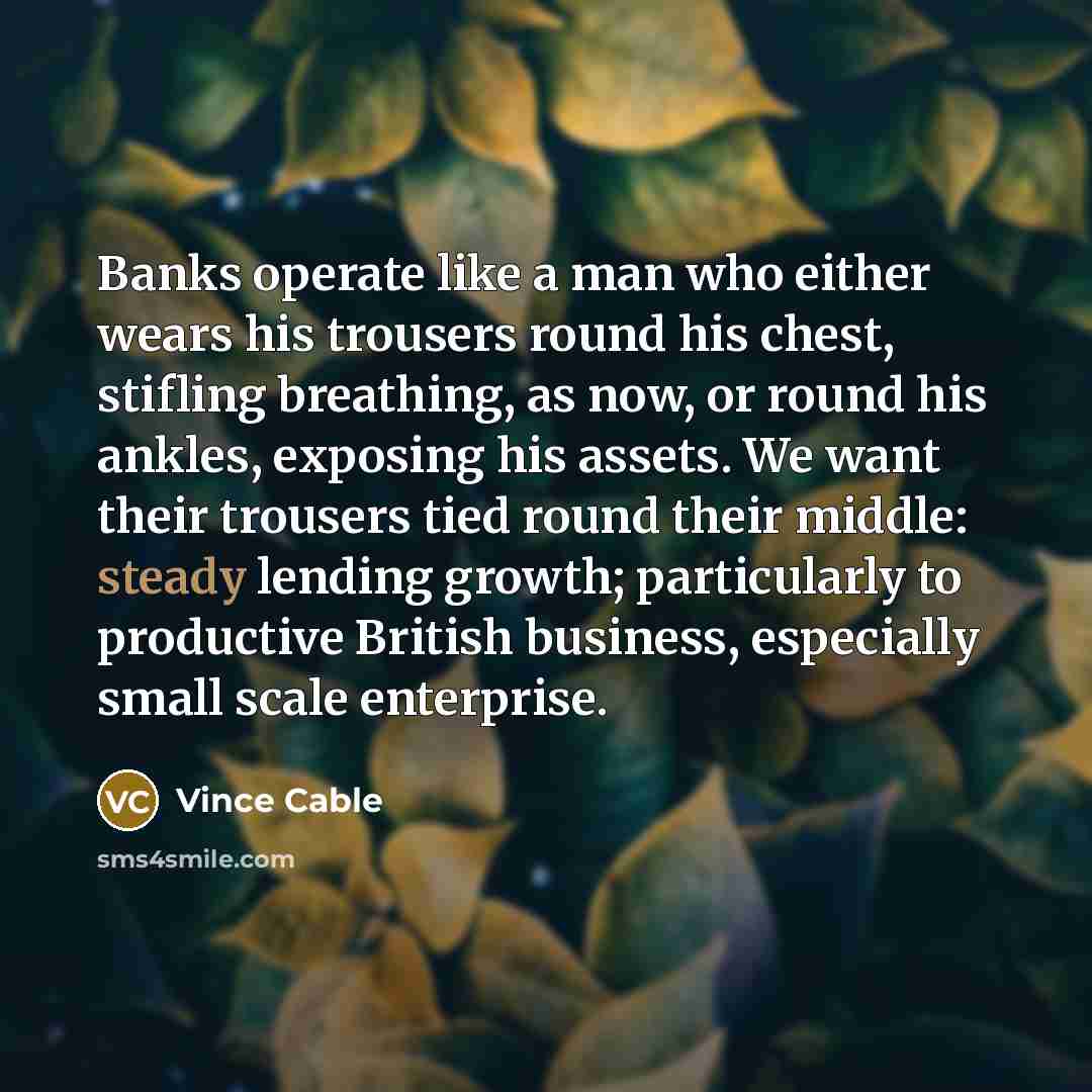“Banks operate like a man who either wears his trousers…” quote by Vince Cable