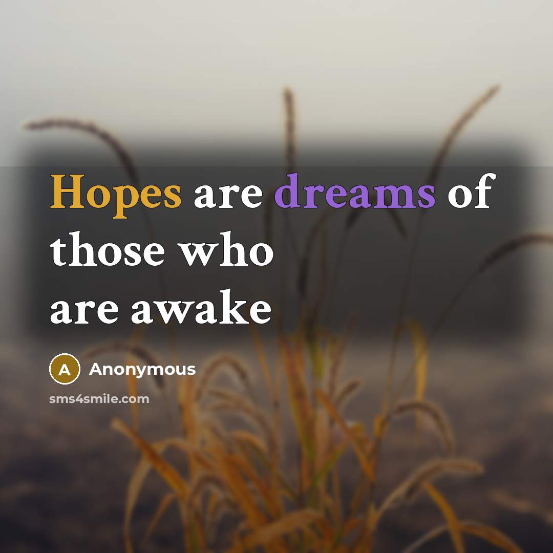 “Hopes are dreams of those who are awake” quote by Anonymous