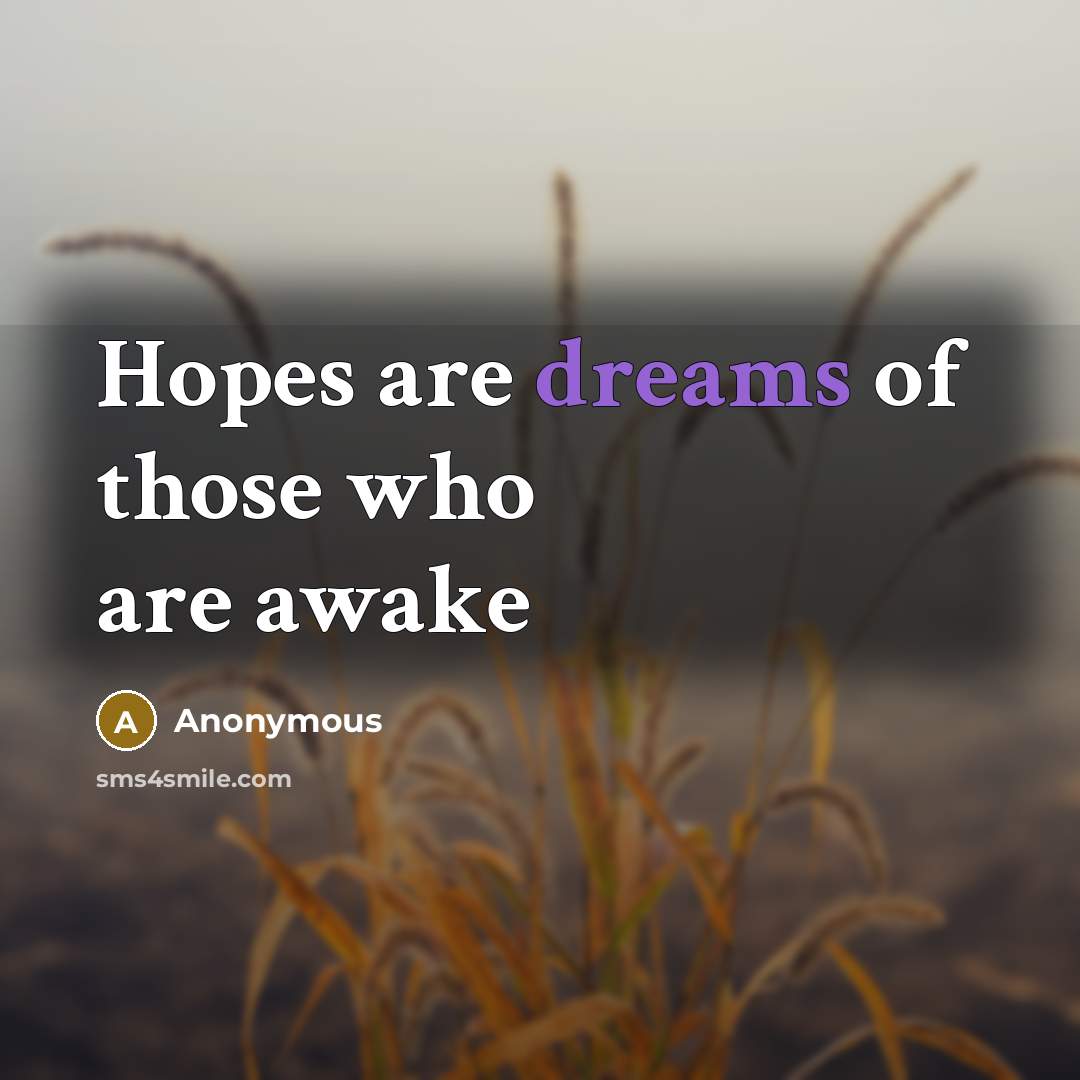 “Hopes are dreams of those who are awake…” quote by Anonymous