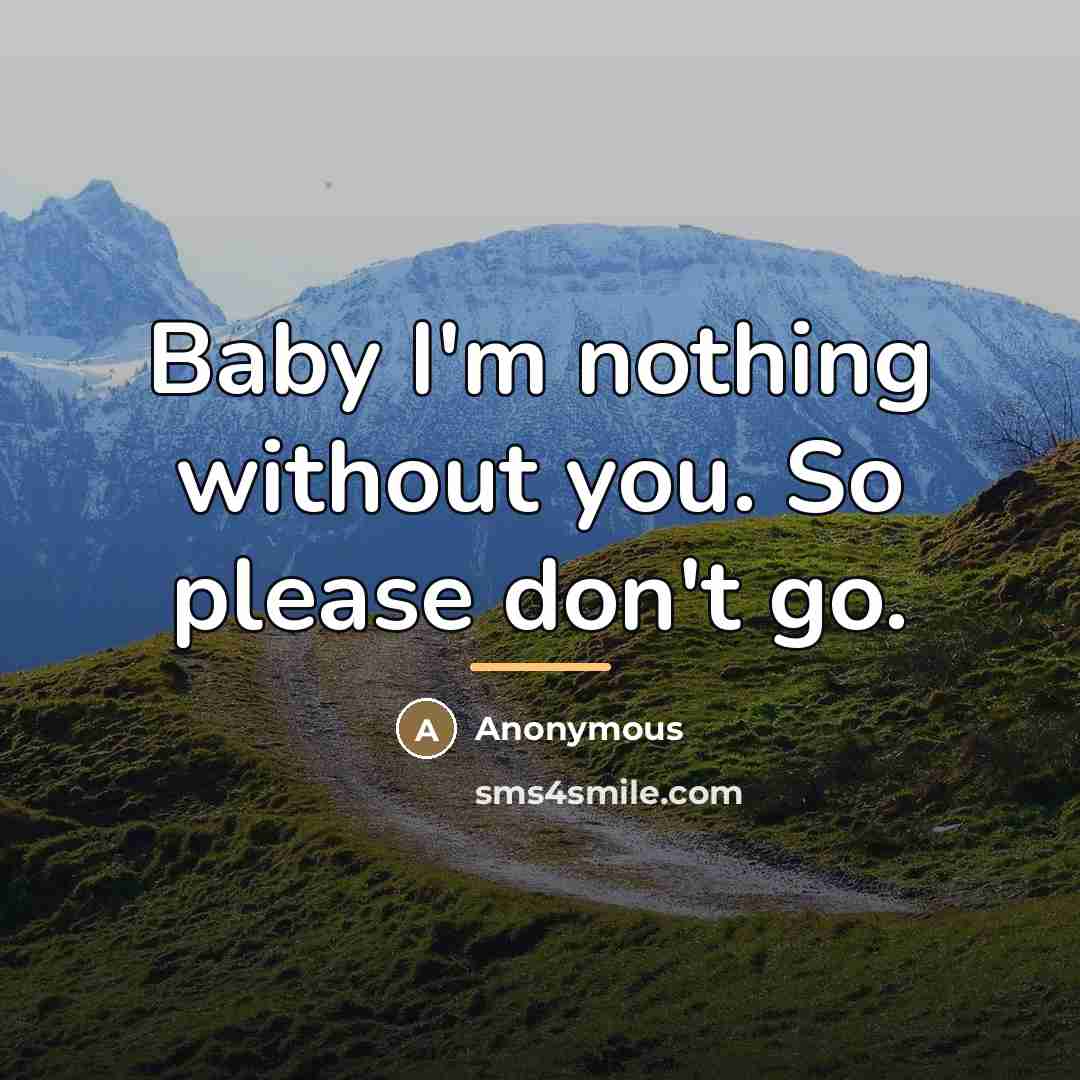 “Baby I'm nothing without you. So please don't go.…” quote by Anonymous