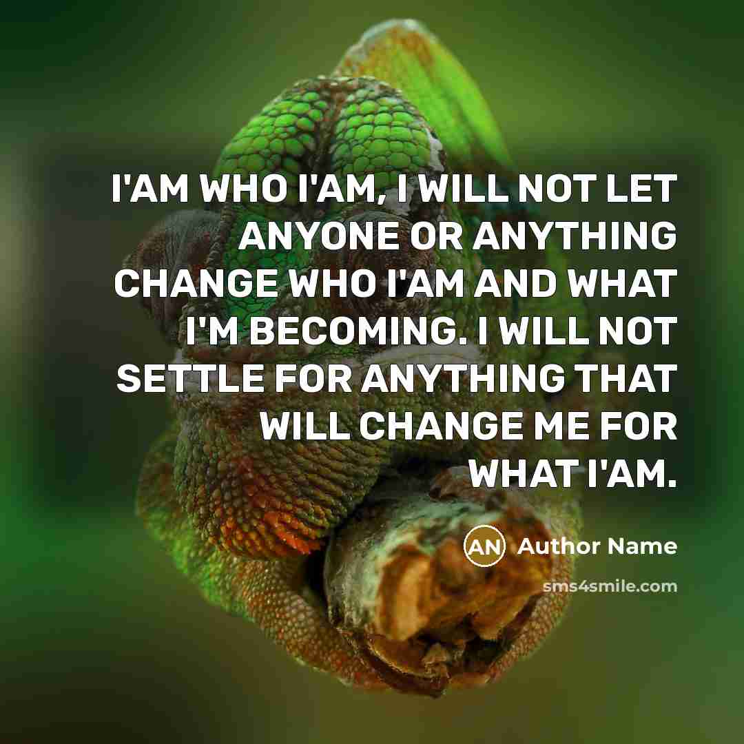 “I'AM WHO I'AM, I WILL NOT LET ANYONE OR ANYTHING…” quote by Author Name