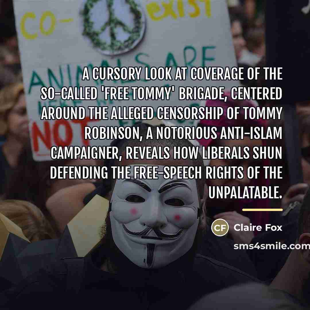 “A cursory look at coverage of the so-called 'Free Tommy'…” quote by Claire Fox
