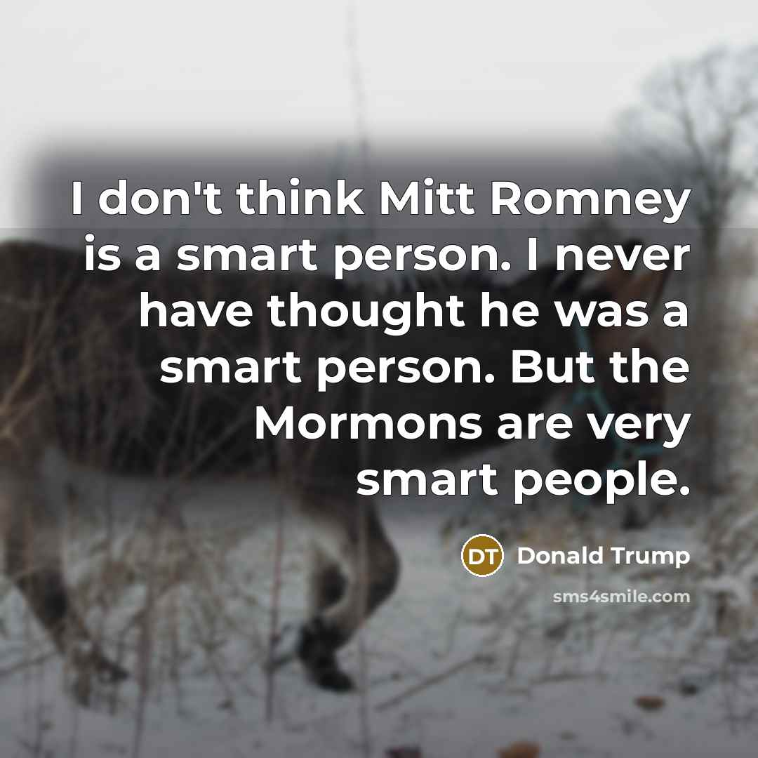 “I don't think Mitt Romney is a smart person. I…” quote by Donald Trump