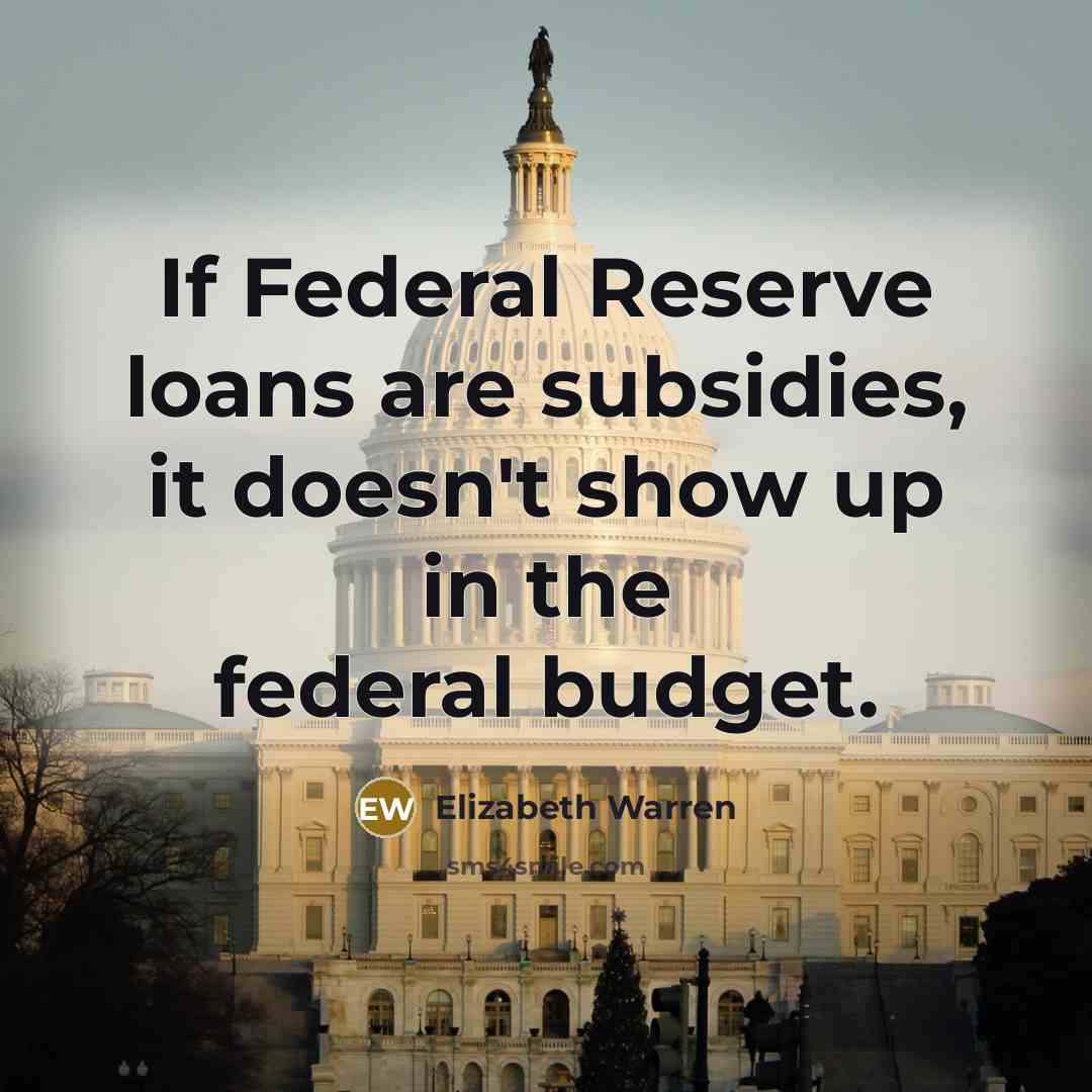 “If Federal Reserve loans are subsidies, it doesn't show up…” quote by Elizabeth Warren