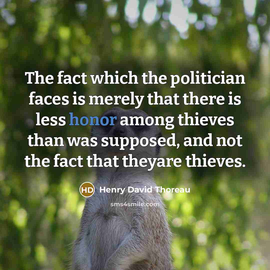 “The fact which the politician faces is merely that there…” quote by Henry David Thoreau