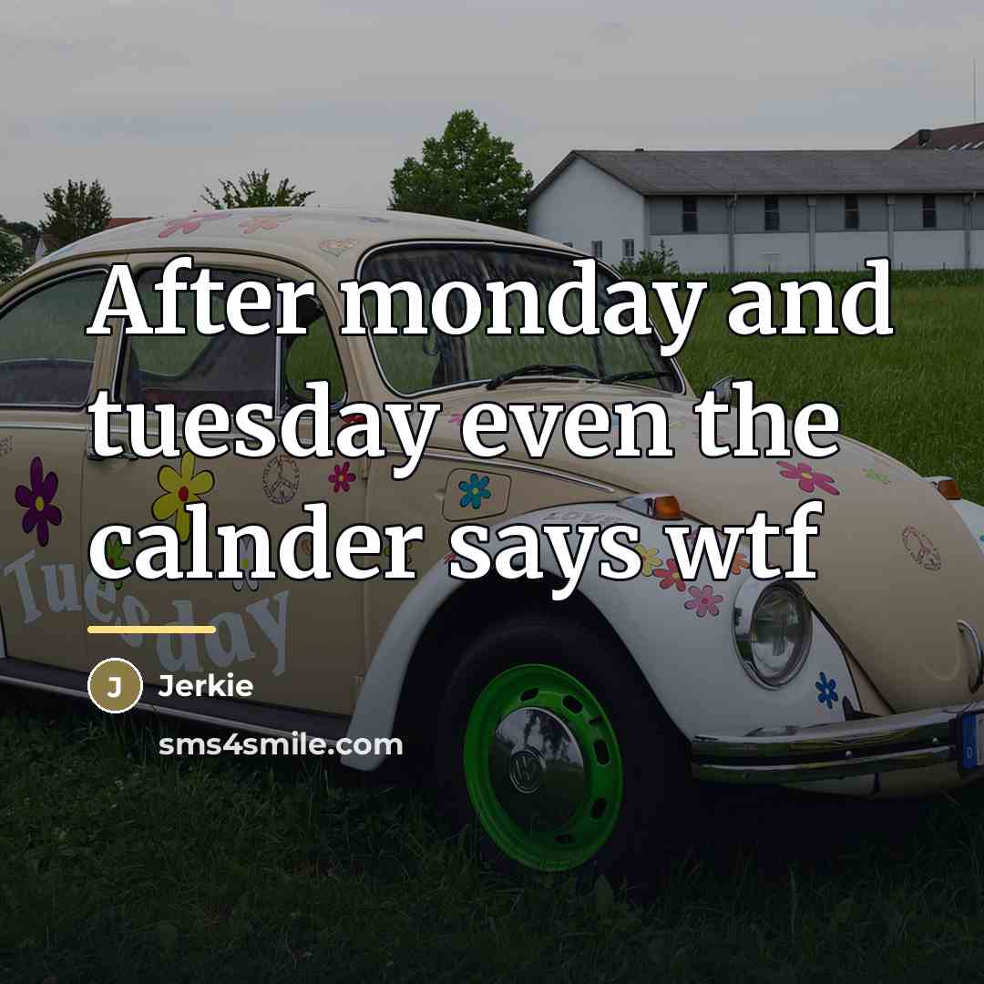 “After monday and tuesday even the calnder says wtf…” quote by Jerkie