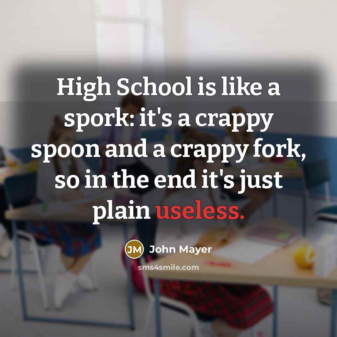 “High School is like a spork: it's a crappy spoon…” quote by John Mayer
