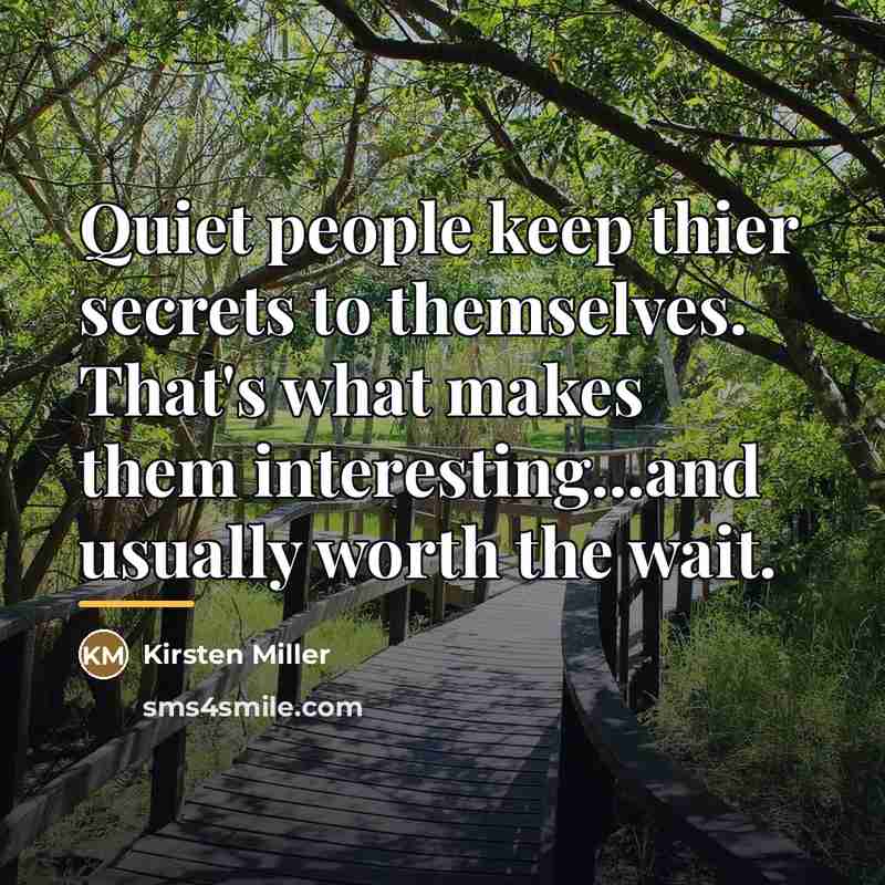 “Quiet people keep thier secrets to themselves. That's what makes…” quote by Kirsten Miller