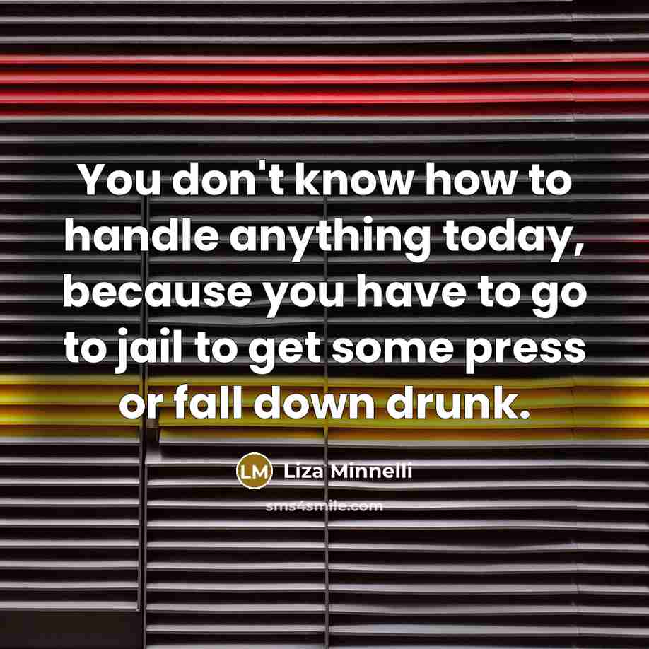 “You don't know how to handle anything today, because you…” quote by Liza Minnelli