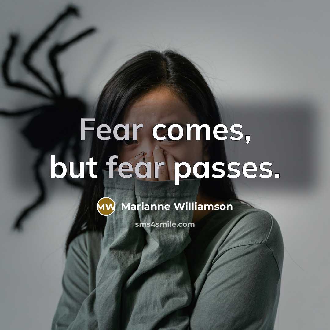 “Fear comes, but fear passes.…” quote by Marianne Williamson