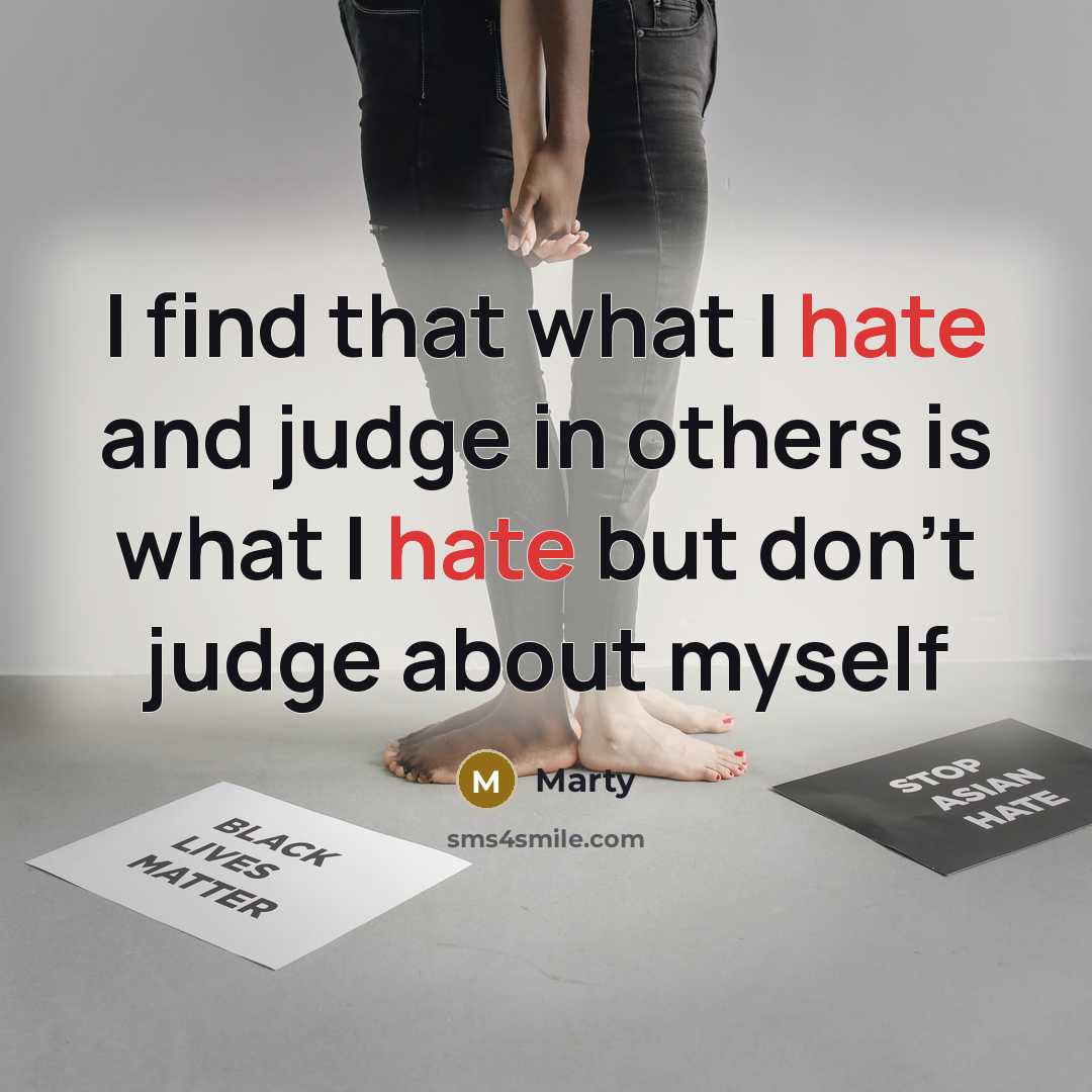 “I find that what I hate and judge in others is what I hate but don't judge about myself” quote by Marty
