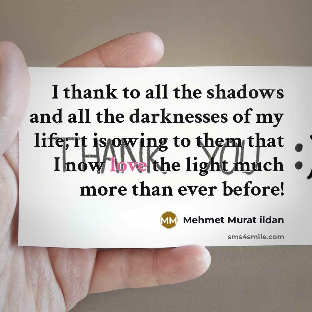 “I thank to all the shadows and all the darknesses…” quote by Mehmet Murat Ildan
