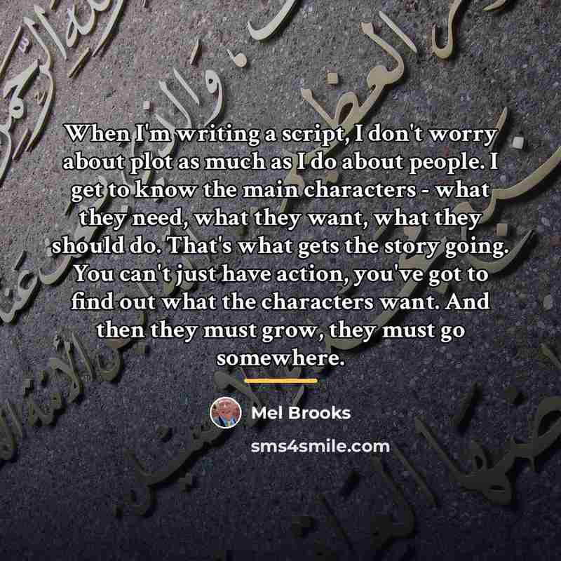 “When I'm writing a script, I don't worry about plot…” quote by Mel Brooks