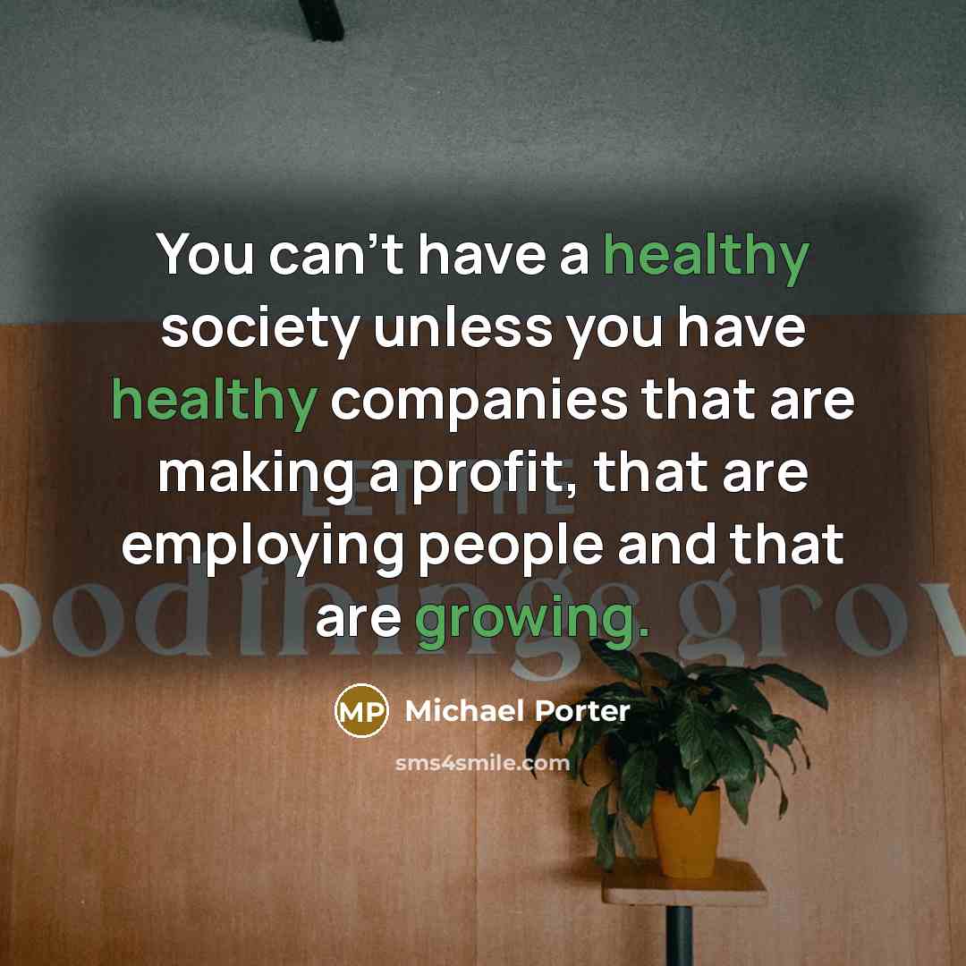 “You can't have a healthy society unless you have healthy…” quote by Michael Porter