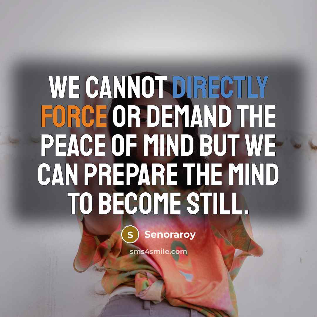 “We cannot directly force or demand the peace of mind but we can prepare the mind to become still.” quote by Senoraroy