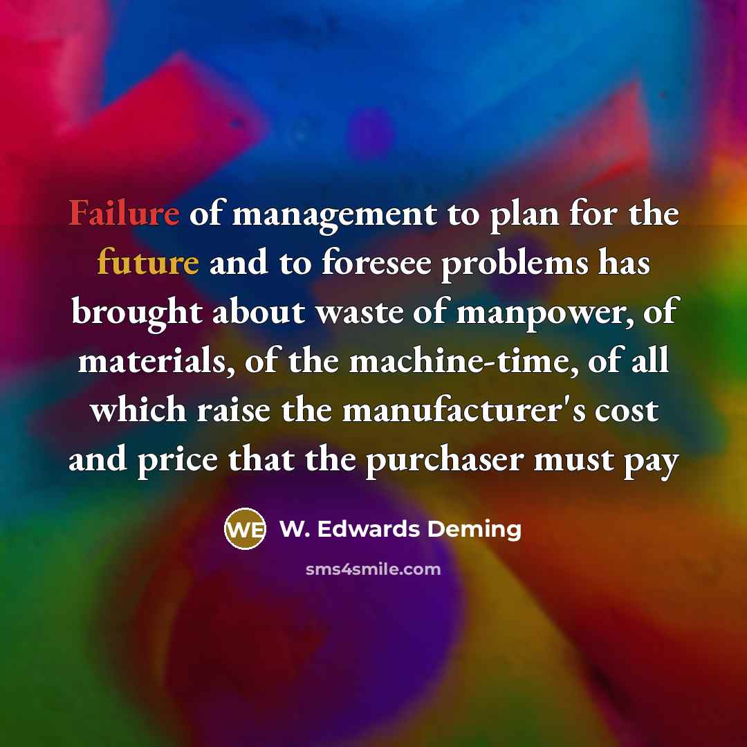 “Failure of management to plan for the future and to…” quote by W. Edwards Deming