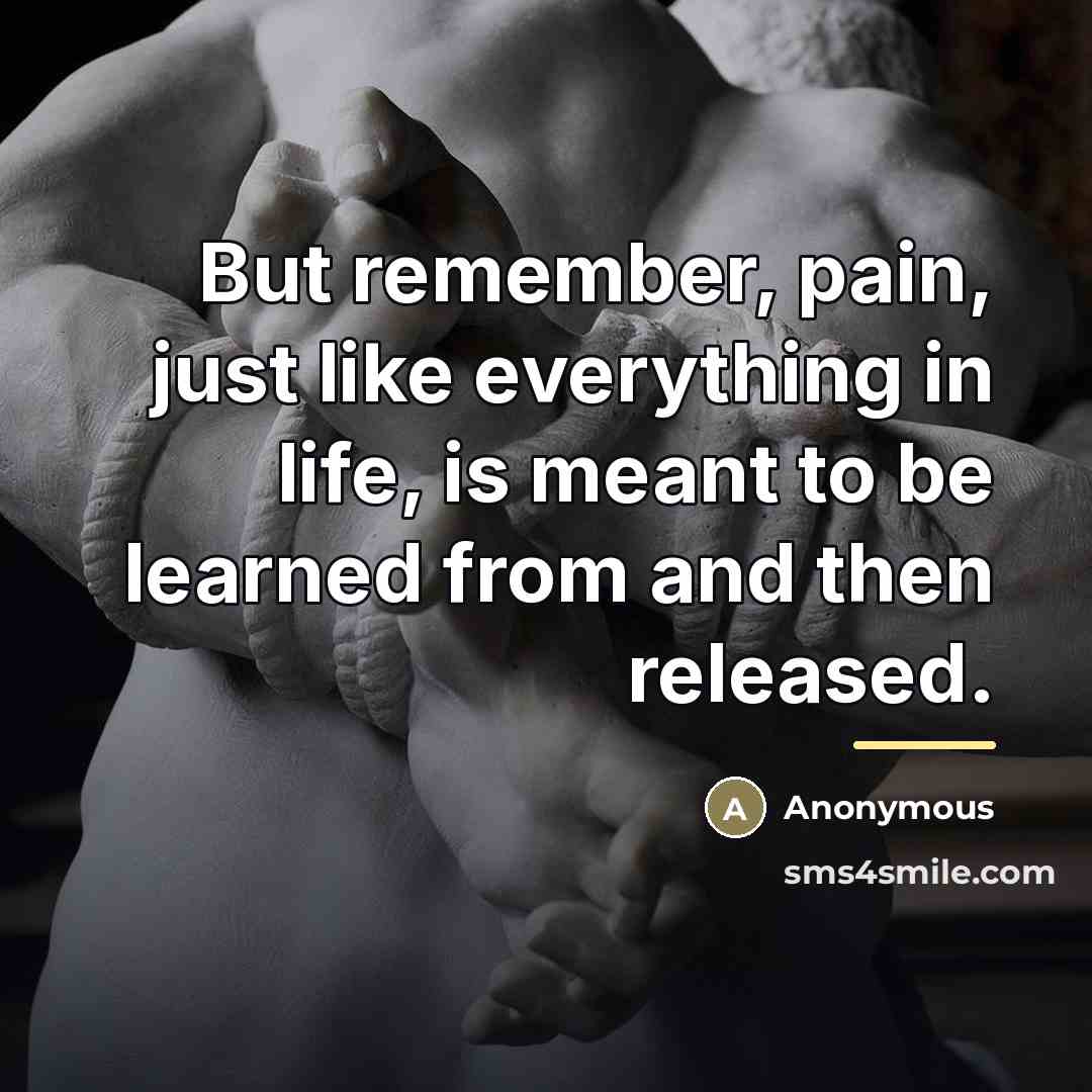 “But remember, pain, just like everything in life, is meant…” quote by Anonymous