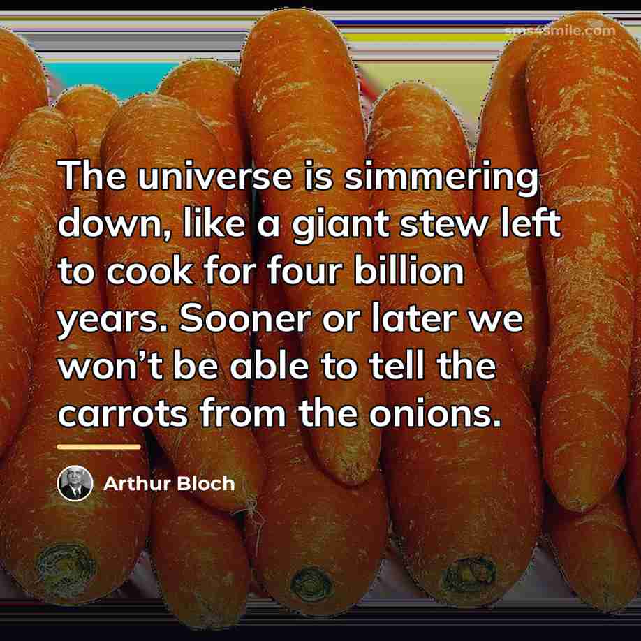 “The universe is simmering down, like a giant stew left…” quote by Arthur Bloch