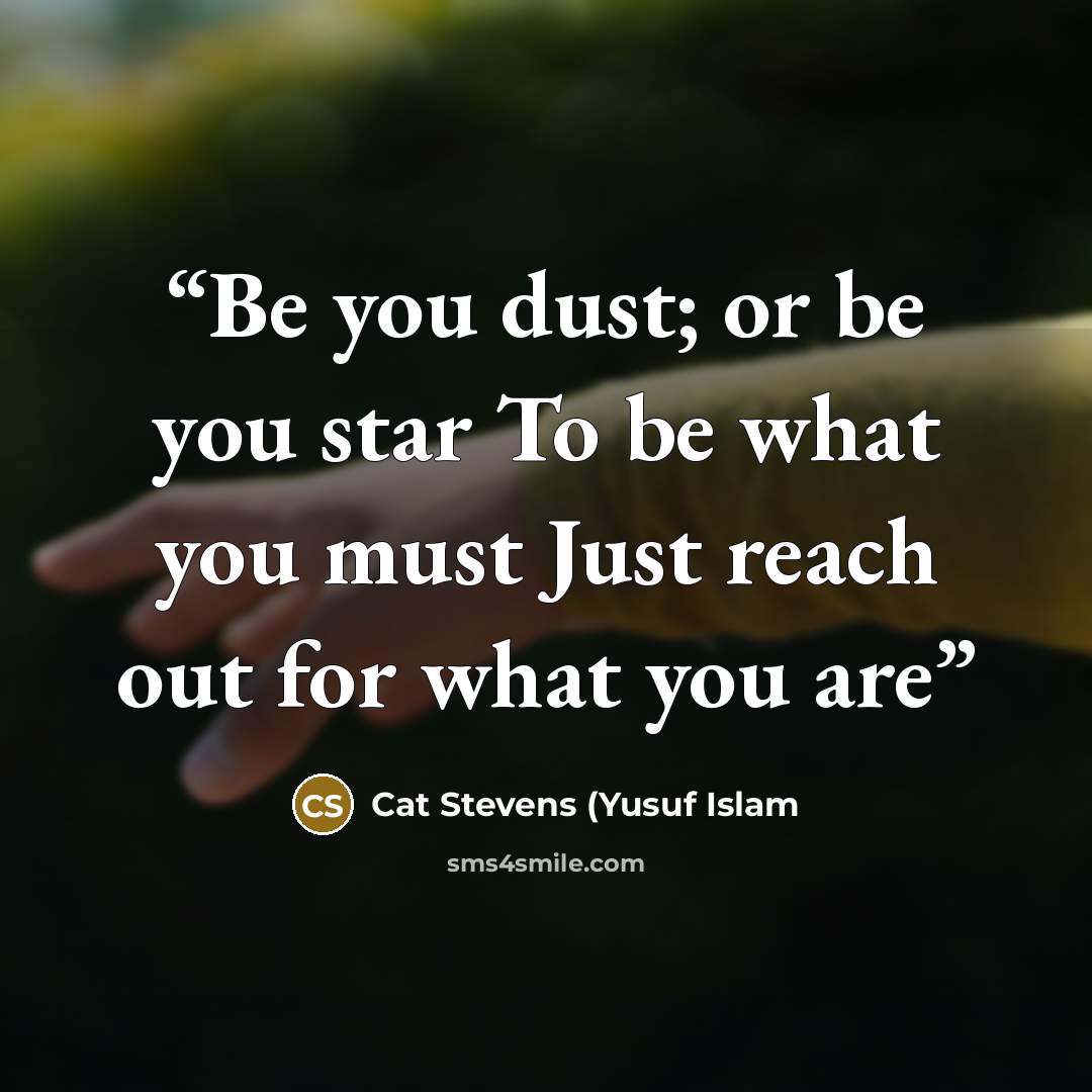 “Be you dust; or be you star To be what you must Just reach out for what you are” quote by Cat Stevens (Yusuf Islam