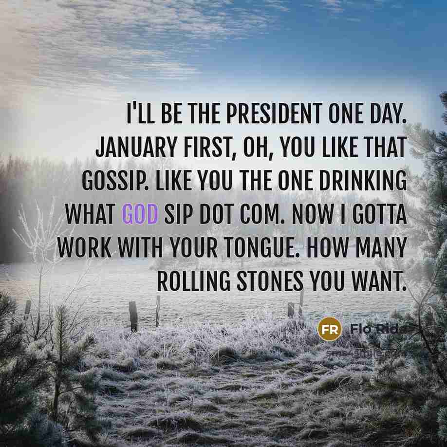 “I'll be the president one day. January first, oh, you…” quote by Flo Rida